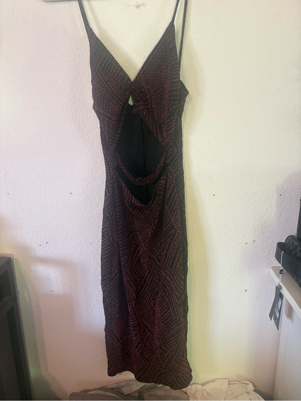 privy Red & Black Backless Twist Cutout Midi Dress